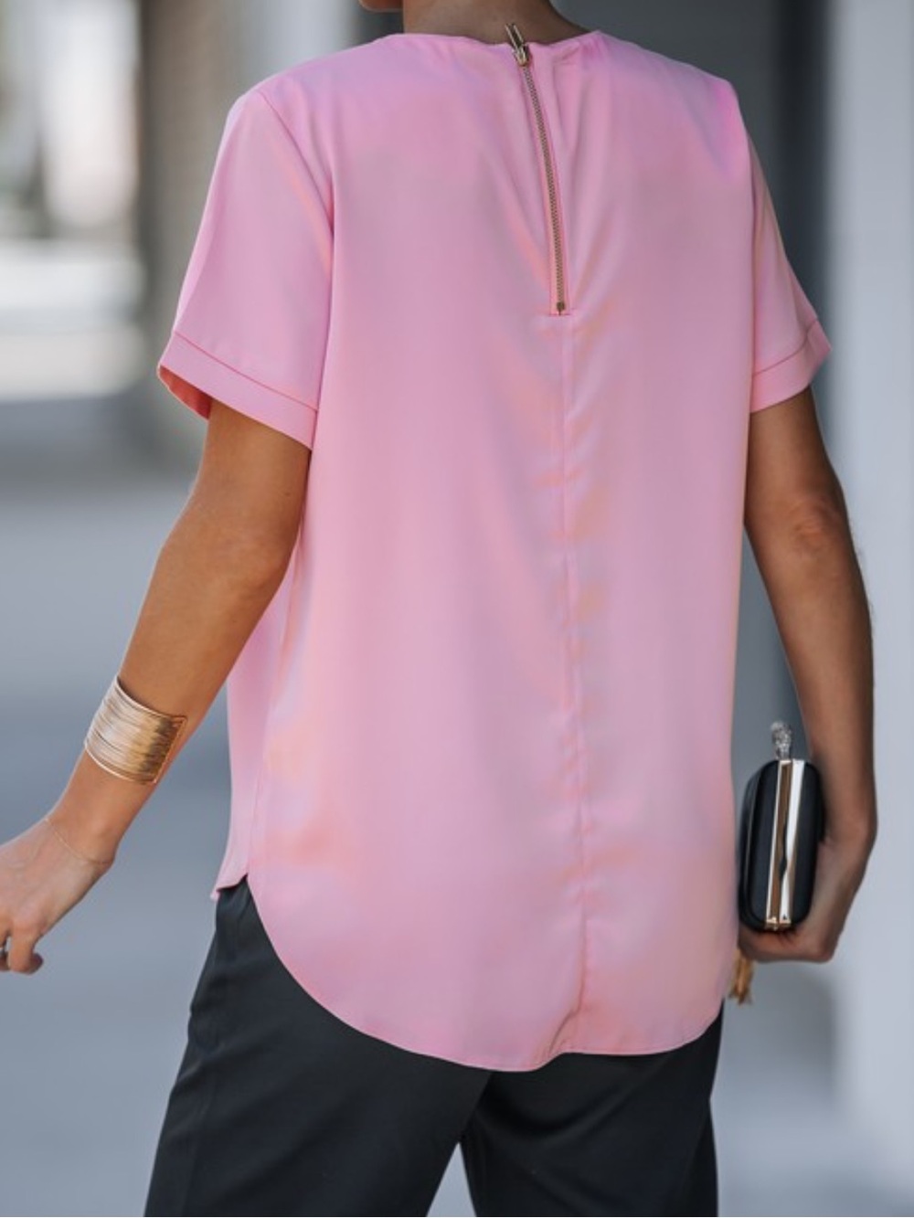 ShopEvelynne Black Short Sleeve Pocket Top - Picture 4 of 4